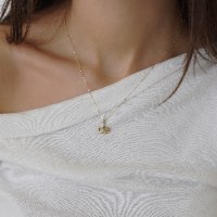 שרשרת ותליון זהב חצי מניפה ואבן חן