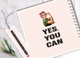 מחברת אישית ליום האשה עם משפט העצמה – YES, YOU CAN