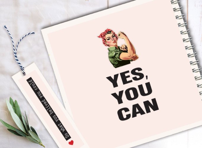 מחברת אישית ליום האשה עם משפט העצמה – YES, YOU CAN