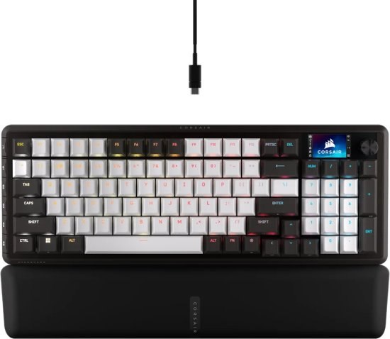מקלדת גיימינג מכנית חוטית Corsair VANGUARD 96 MLX Plasma עם מסך LCD ותמיכת Hot-Swap