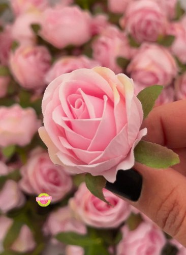 פרח משי ורד ורוד בייבי 4 ס"מ - 5 יחידות