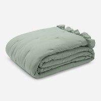 שמיכת קיץ מפנקת בשילוב מלמלה ורקמה צבע ירוק - Laura Ashley