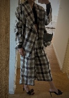 Brown Plaids Oversized Jacket