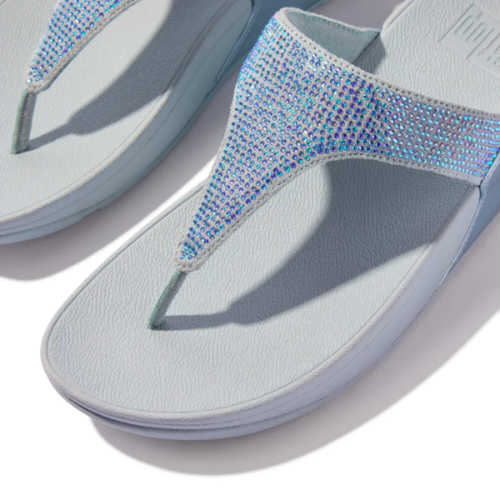 Fit Flop Lulu Crystal Embellished Toe Post Sandals Quiet Blue לולו טו פוסט כחול