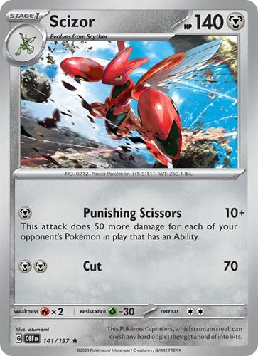 קלף בודד single פוקימון - scizor - Obsidian Flames - 141/197