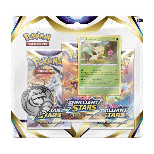 קלפי פוקימון בליסטר 3 חבילות Pokémon TCG: Sword & Shield Brilliant Stars 3 Pack Leafeon Blister