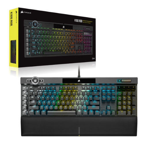 מקלדת מכנית לגיימינג Corsair K100 RGB עם גלגלת שליטה iCUE ומקשי מאקרו