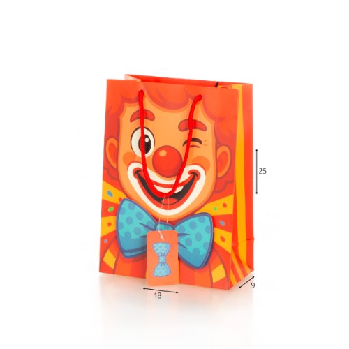 שקית קרטון פרצוף ליצן 25*9*18 ס"מ