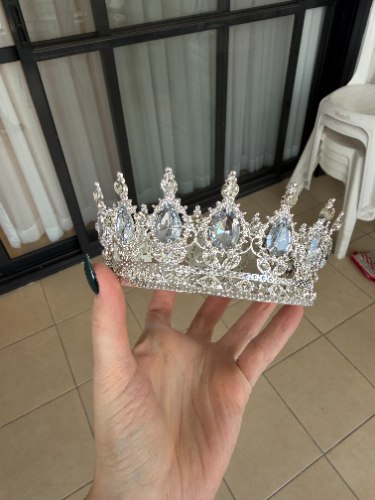 כתר כסף אבנים אפור כסוף לקישוט עוגה