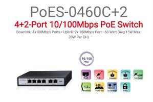סוויץ Provision 4+2 PORT 10/100Mbps PoE 30W per Channel