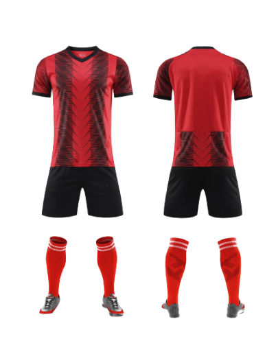 תלבושת כדורגל אדום שחור דמוי מילאן (לוגו+ספונסר שלכם)