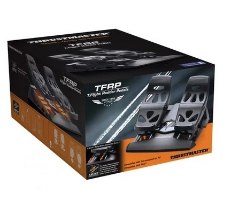 דוושות טיסה Thrustmaster T.Flight Rudder Pedals – פריט בודד קופסת אריזה שחורה ואורנג ית עם הדפס של הדוושות בחזית