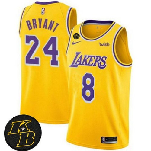 גופיית NBA לוס אנג'לס לייקרס צהובה פאצ' קובי בראיינט - #8 Kobe Bryant