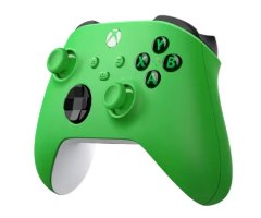 בקר משחק אלחוטי Microsoft Xbox Xser Velocity Green – מבט קדמי-עליון על הבקר הירוק עם ידיות לבנות