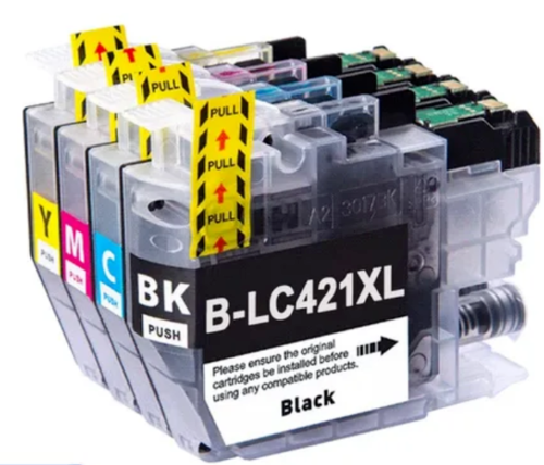 סט ראשי דיו תואמים BROTHER LC421XL צבעוני (4 יח') למדפסות ברדר DCP/NFC – כולל שחור וצבעוני XL
