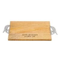 קרש חיתוך חלות מעץ ידיות שיבולת