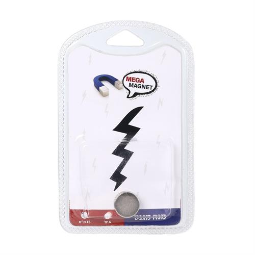 מגה מגנט עגול קוטר 15 מ"מ 6 יח' MEGA MAGNET