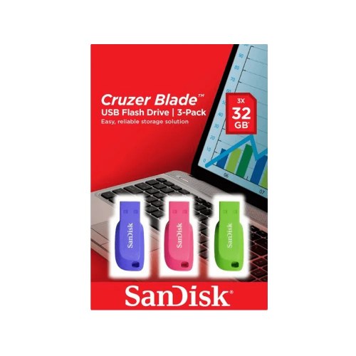 סט 3 דיסק און קי סנדיסק SanDisk SDCZ50C-032G-B46T בנפח 32GB כל אחד