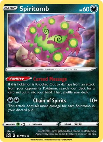 קלף בודד single פוקימון - spiritomb - Lost Origin - 117/196