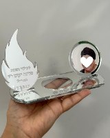 מעמד נר נשמה יחיד עם תמונה-עיגול