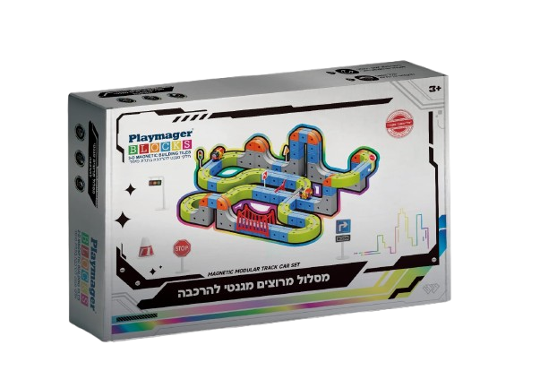 מסלול מרוצים מגנטי להרכבה 157 חלקים – Playmager Blocks
