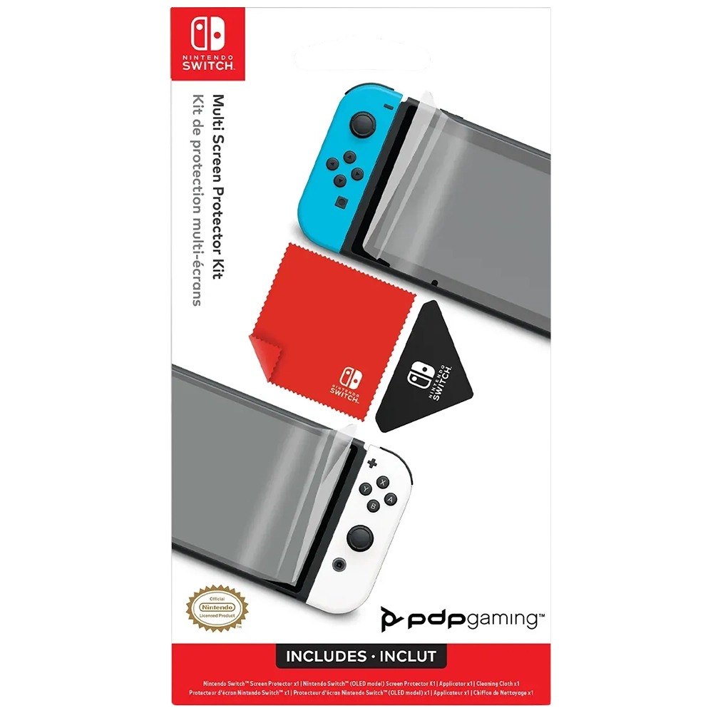 ערכת מגן מסך עבור Nintendo Switch Turtle Beach Multi-Screen Protector Kit – אריזה המציגה מגיני מסך לקונסולות סוויץ ו-OLED