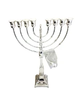 חנוכיה טבולה בכסף -מורשת דגם פיזה( L)
