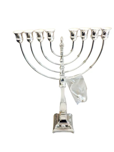 חנוכיה טבולה בכסף -מורשת דגם פיזה( L)