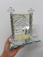 מעמד קריסטל קלאסי לזוג נרות עם תמונה