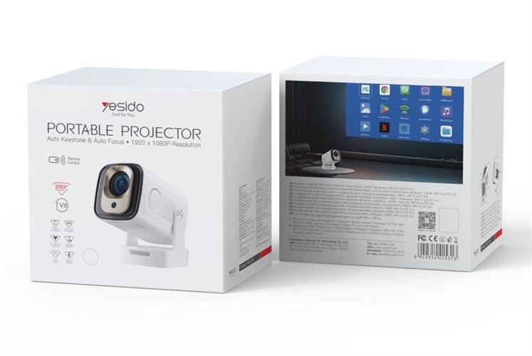 מקרן חכם Full HD עם Android באיכות 1080P ומיקוד אוטומטי  – Yesido TV16