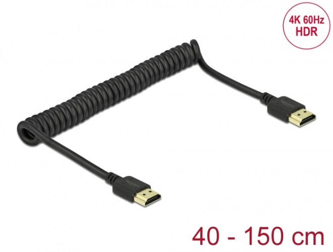 כבל מסך מסולסל Delock HDMI Coiled Cable 4K 60 Hz