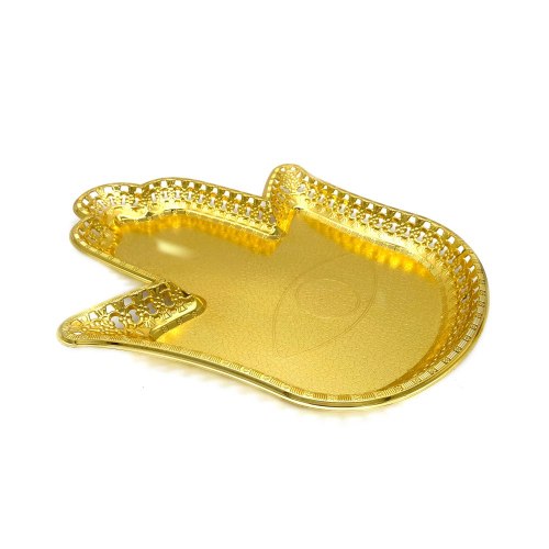 מגש בצורת חמסה זהב 34*41 ס"מ