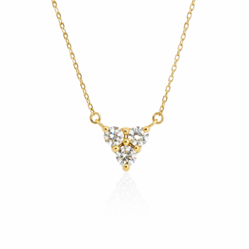 שרשרת ותליון יהלומים מעבדה CVD אמיתי טריו 0.45 קראט