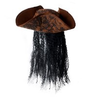 כובע פיראט משולש עם שיער