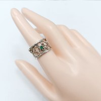 טבעת מכסף מעוצבת משובצת אבן אגת צבע ירוק RG6450 | תכשיטי כסף 925 | טבעות כסף