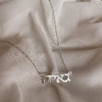 שרשרת שם עם לבבות קטנים- כסף