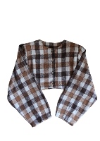 Cropped Brown Plaids Jacket