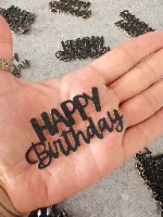 5 יח טופר מיני נייר קשיח קטן HAPPY BIRTHDAY לבנטו - צבע שחור