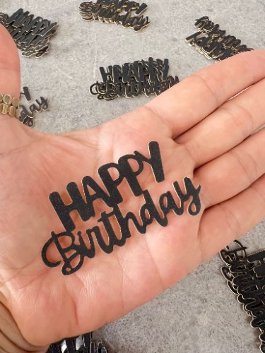 5 יח טופר מיני נייר קשיח קטן HAPPY BIRTHDAY לבנטו - צבע שחור