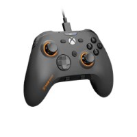 בקר גיימינג חוטי צבע אפור Scuf Valor Wired TMR – פריט בודד אפור עם טבעות כתומות מחובר בכבל שחור