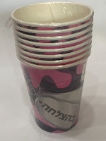 כוסות נייר 8 יח גיוס קל ורוד