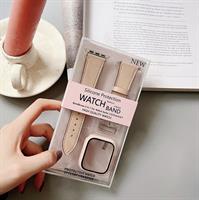 רצועת עור PU אופנתית משולבת מגן היקפי ל- Apple Watch Ultra 1/2 בקוטר 49mm