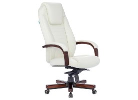 כיסא משרדי - BUROCRAT T-9923 - לבן/חום אגוז