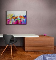 "Abstract Colorful Flowers" תמונת קנבס אבסטרקטית הדפס ציור של פרחים צבעוניים |ממוסגר ומוכן לתליה