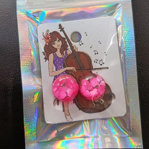 עגילי גולה שקופים במילוי לבבות ורודים