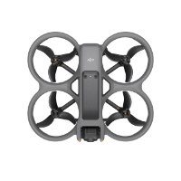 מארז רחפן DJI Avata 2 + Goggles Integra + RC Motion 2 – המכשיר האפור עם פרופלורים שחורים ומוגנים נראה מלמעלה על רקע לבן