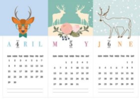 לוח שנה, לוח אישי עם הקדשה וציון תאריכים מיוחדים, לוח שנה דגם איילים