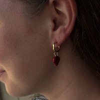 עגילי לב אדום מיני | עגילים נופלים