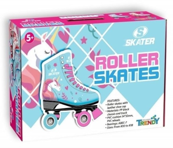 SKATER- רולר סקייט חד קרן תכלת מידה 38
