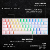 מקלדת מכנית - HK GAMING GK61 WHITE